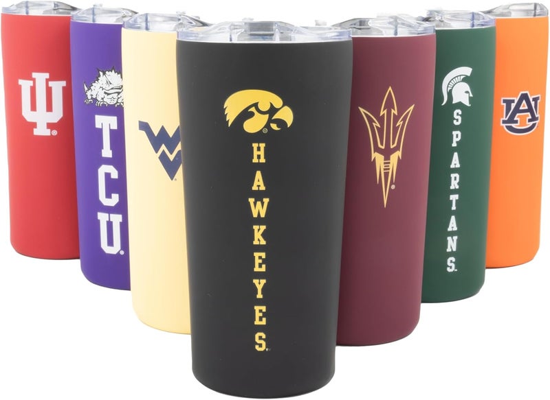 Decorvo Officially Licensed Collegiate Stainless Steel Tumbler - Double Walled Insulated Travel Tumbler with Slide Lid - 18 oz (Iowa - Black) - Image 1